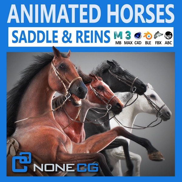 ▷ 3D Animated Horses v5 » Download and buy 3D profestionnal models on NoneCG.com