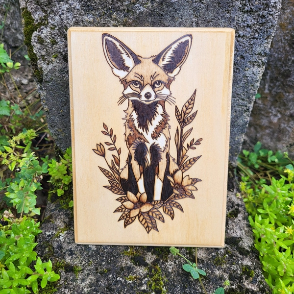 Made to Order. Hand Wood Burned Fennec Fox Wall Hanging. Pyrography. Nature. Animals. Cottage Witch. Earth.