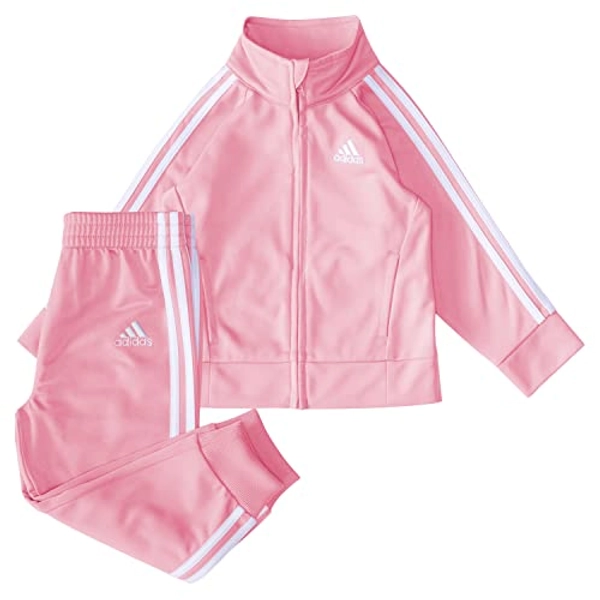adidas girls Zip Front Classic Tricot Jacket and Joggers Set
