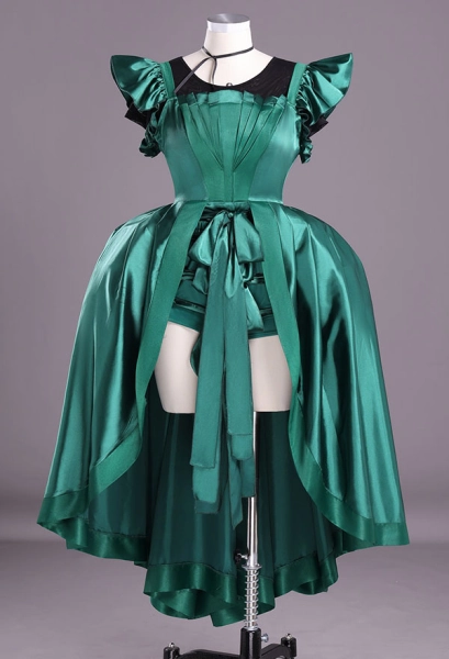 Wednesday Agnes DeMille Green Ball Gown Dress with Short-sleeved Shirt and Shorts