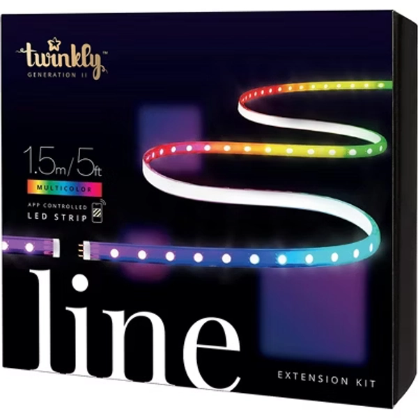 Twinkly Line App Controlled Adhesive and Magnetic White Wire Light Strip Extension Kit, Multicolor, RGB LED, 5ft