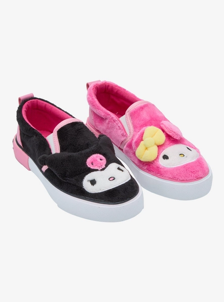 My Melody & Kuromi Fuzzy Mismatch Slip-On Sneakers