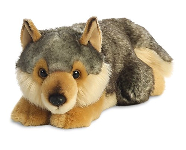 AURORA Wolf Lying, 11In, Soft Toy