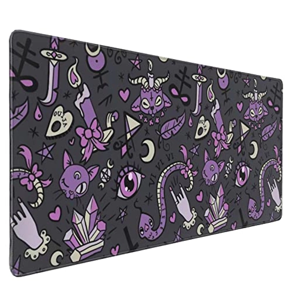 Magic Goth Spooky Gray Purple Gaming Mouse Pad, Long Extended XXL Mousepad, Extra Large Desk Pads Keyboard Mat for Work Game Office Home, 35.4'' X 15.7''