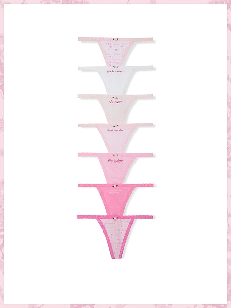 PINK x LoveShackFancy Rules of Pink 7-Pack V-String Panties