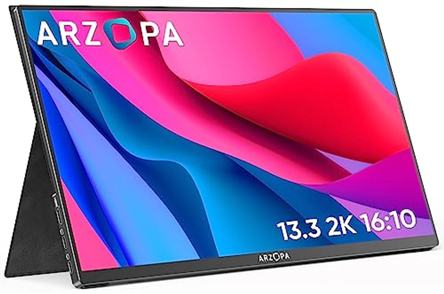 ARZOPA Portable Monitor 2K, 13.3'' HDR Portable Laptop Monitor USB C HDMI External Monitor IPS Eye Care External Display for PC Phone Mac Xbox PS5 Switch-A1 GAMUT MINI 2K