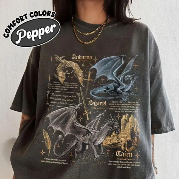 Fourth Wing Dragon Comfort Colors Shirt, Tairn & Andarna T-Shirt, Basgiath War College Shirt, Dragon Rider Shirt, Bookish Gift for Readers