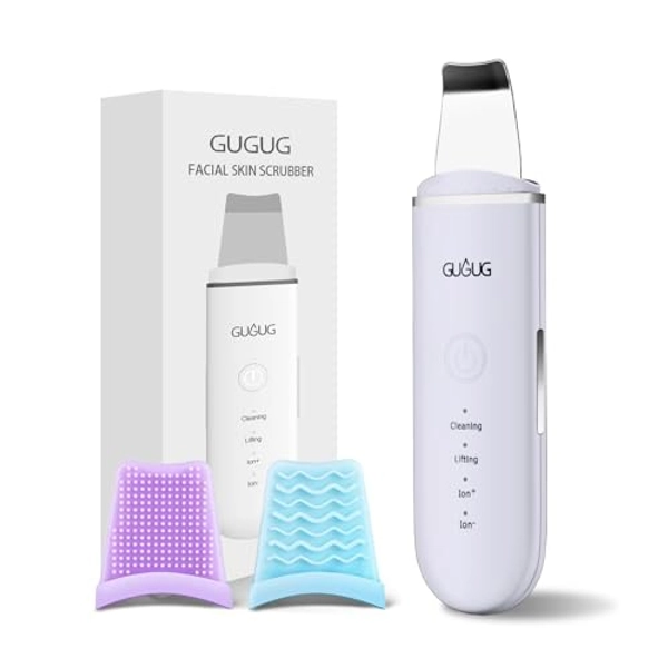 GUGUG Skin Scrubber Face Spatula, Skin Spatula Pore Cleaner Blackhead Remover Tools for Facial Deep Cleansing-4 Modes, Purple