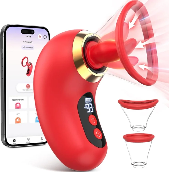 Violet - Sucking Vibrator with 3 Sucking Modes 9 Tongue Licking and Vibrating Settings and LCD Display Rose Sex Toy