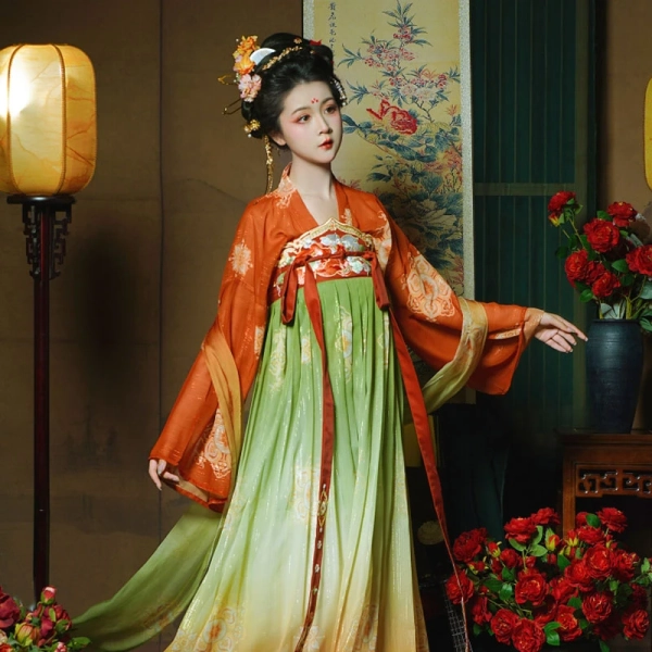 Tang Princess Red Green Hanfu Heziqun Dress - Newhanfu