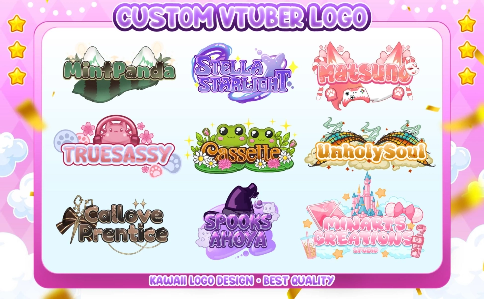 Custom Vtuber Logo | Cute Logo | Vtuber | Vtuber Asset | Kawaii Logo| PNGTuber Logo | Custom VTuber Logo Commission | GIFTuber Logo