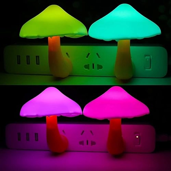 4 PCS Mushroom Night Light Plug in with Smart Sensor - Mini Magic Mushroom Night Lights LED Lamp - 7-Color Discoloration - Ideal for Home Decor and Nightlight