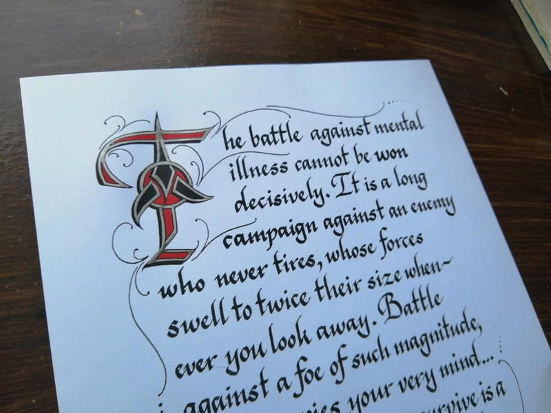 The Battle for Mental Health Calligraphy Print
