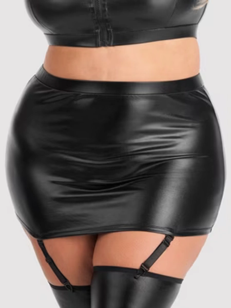 Lovehoney Plus Size Fierce Wet Look Suspender Skirt