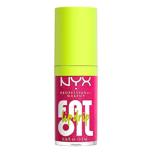 NYX Professional Makeup Lip Gloss, High Shine, Non-Sticky FInish, 12 Hours Hydrating, Fat Applicator, With Squalane, Raspberry and Cloudberry Oils, Fat Oil Lip Drip, Shade: Supermodel - Supermodel