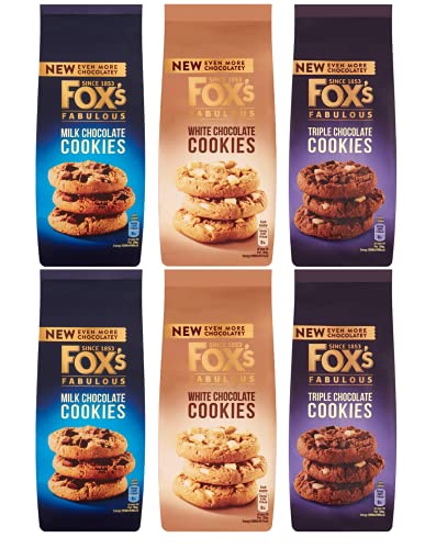 Fox's Fabulous Chunky Cookies 6 x 180g - Milk chocolate, white chocolate, triple chocolate