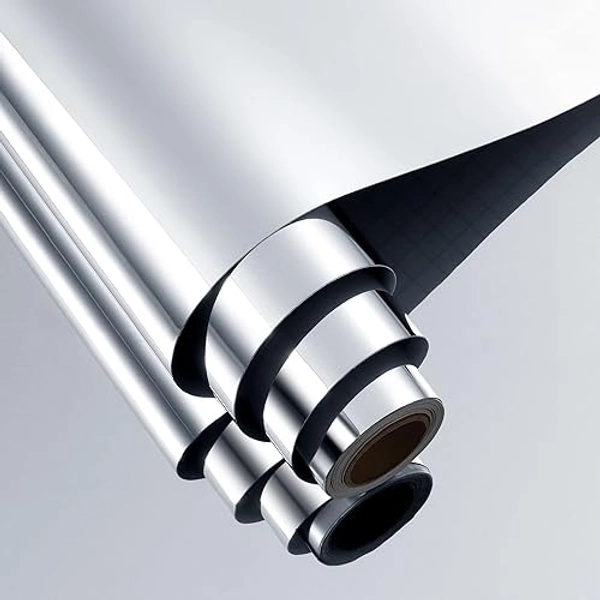 FunStick 12"x276" Self Adhesive Flexible Mirrors Sheets Non-Glass Mirror Stickers Reflective Safety Peel and Stick Mirror Stickers Paper Roll for Crafts Home Mirror Wall Decor