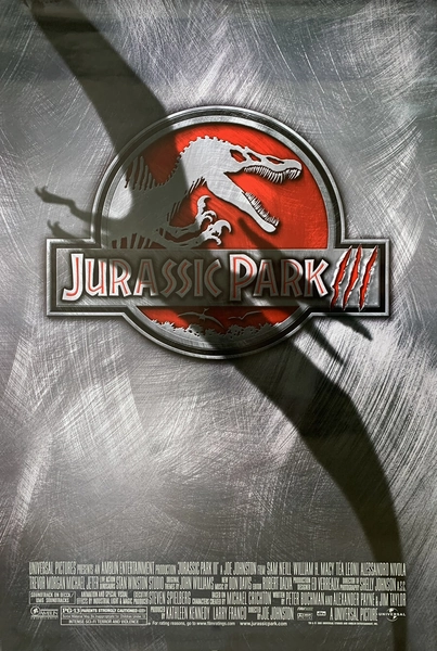 JURASSIC PARK III 3 MOVIE POSTER 2 Sided ORIGINAL FINAL RATED 27x40 SAM NEILL