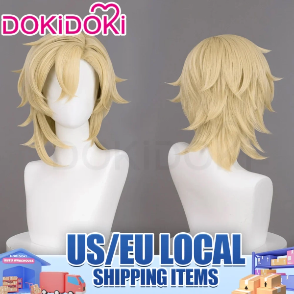 【US/EU LOCAL SHIPPING 】DokiDoki Game Honkai: Star Rail Cosplay Aventurine Wig Short Straight Yellow Hair Shajin