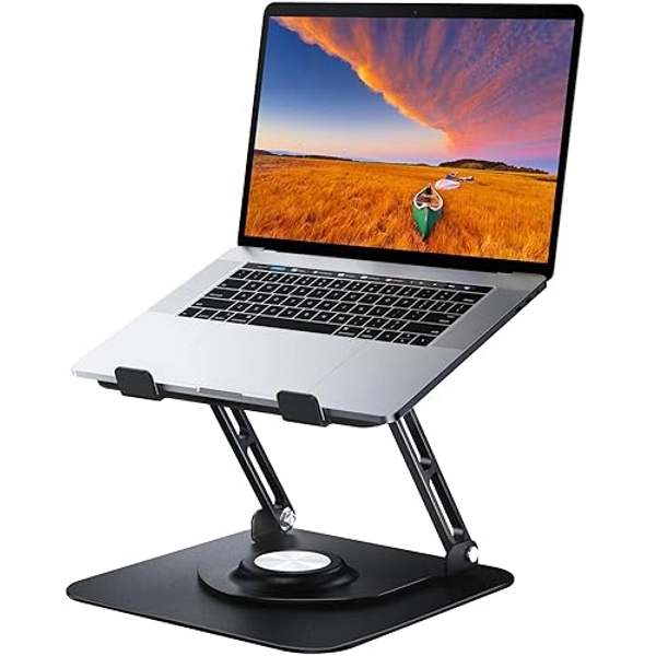 JOYEKY Laptop Stand for Desk, Adjustable Computer Stand with 360° Rotating Base, Ergonomic Laptop Riser for Collaborative Work, Foldable & Portable Laptop Stand, fits for All 10-16" Laptops
