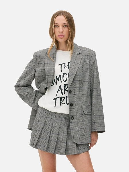 Rita Ora Three Button Blazer + skirt set