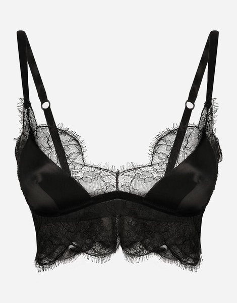 Soft-cup satin bralette with lace detailing