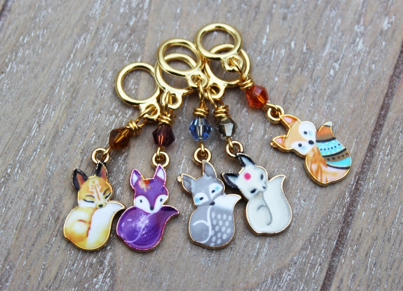 A Skulk of Foxes Non-Snag Stitch Markers or Progress Keepers