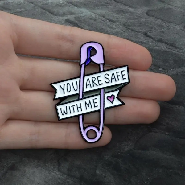 You Are Safe With Me Lavender Safety Pin Enamel Pin