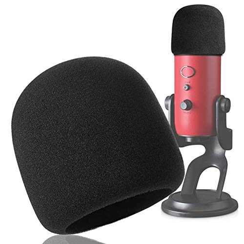 YOUSHARES Pop Filter for Blue Yeti, Yeti Pro Condenser Microphones, Blue Yeti Mic Cover Foam Microphone Windscreen Improve Sound Quality (Black) - Foam Black