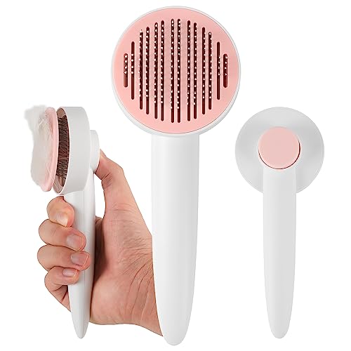 Cat Brush for Shedding, Cat Hair Brush for Indoor Cats, HYPERSPACE Pet Grooming Brush with Release Button, Self Cleaning Slicker Brush for Dogs Small Medium Large Breeds, with Massage Brush Teeth