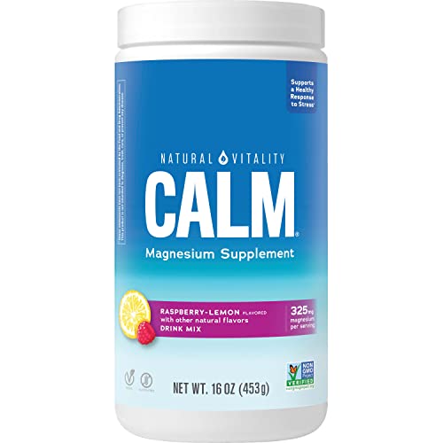 Natural Vitality Calm, Magnesium Citrate Supplement, Anti-Stress Drink Mix Powder - Gluten Free, Vegan, & Non-GMO, Raspberry Lemon, 16 oz - Raspberry Lemon - 16 Ounce (Pack of 1)