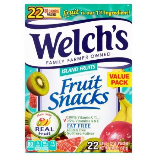 Welch's Fruit Snacks 22 Pouches - Island Fruits, 0.9 oz (2 Pack)