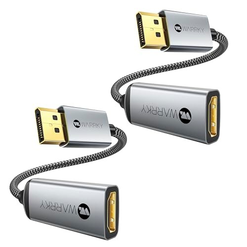 Warrky DisplayPort to HDMI Adapter 2-Pack (4K, UHD), [24K Gold-Plated, Slim Aluminum Shell] Display Port to HDMI/DP to HDMI Adapter for Lenovo, DELL, HP, ThinkPad, GPU, AMD, NVIDIA&More - 1 - Silver Gray