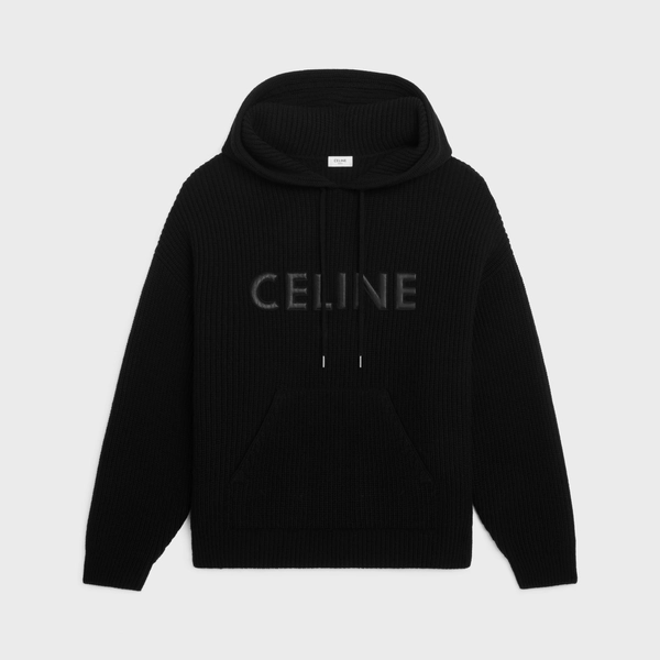 PULL CAPUCHE CELINE LAINE MONOCHROME - NOIR | CELINE