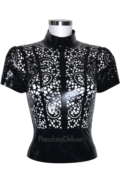 Valentina Latex Lace Top - PANDORA DELUXE