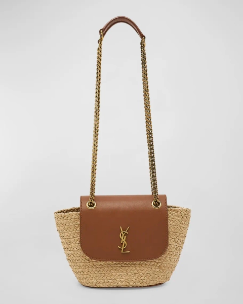 Panier Mini YSL Flap Crossbody Basket Bag in Raffia