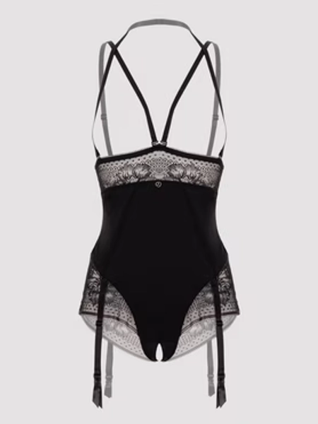 Lovehoney Hourglass Black Smoothing Open-Cup Crotchless Teddy