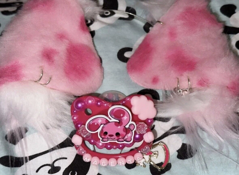 Blues Clues Magenta Kemonobby Ears and LilPandaDecoSh<wbr/>op Deco Adult Pacifier
