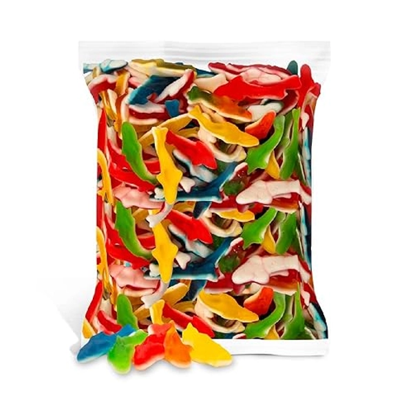 Assorted Gummy Sharks Candy, 1-Pound Bag - Blue Raspberry, Lemon, Lime, Cherry