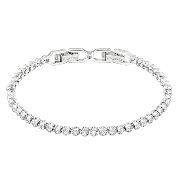 SWAROVSKI Women's Emily Bracelet Collection, Rhodium Finish, Blue Crystals, Clear Crystals