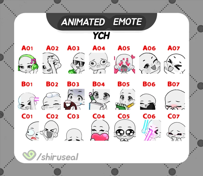 YCH Animated Emote PACK by ShiruSeal (@shiruseal)