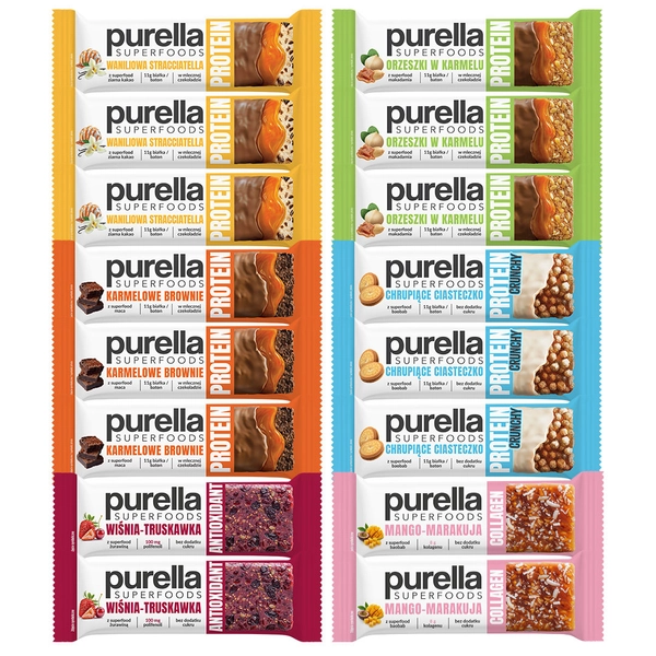 Baton Proteinowy i Funkcjonalny Purella Superfoods protein 6 smaków 16 szt