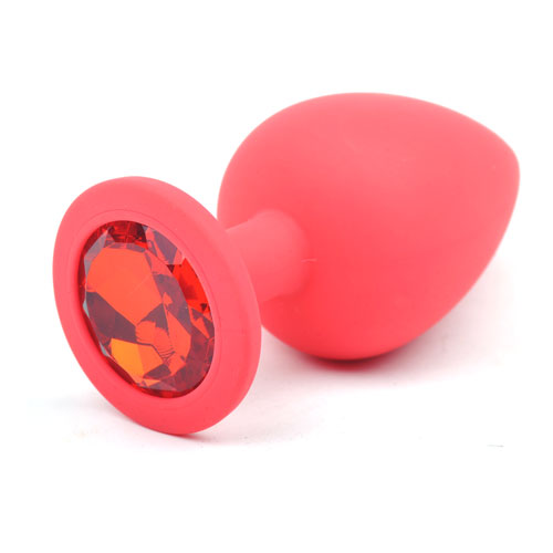 Butt Plug - Red Silicone - Ruby Red Gem - Small