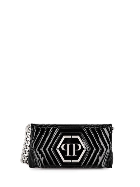 Philipp Plein Δερμάτινη Γυναικεία Τσάντα Ώμου Μαύρη FACA-WBA1797-PLE077N-02