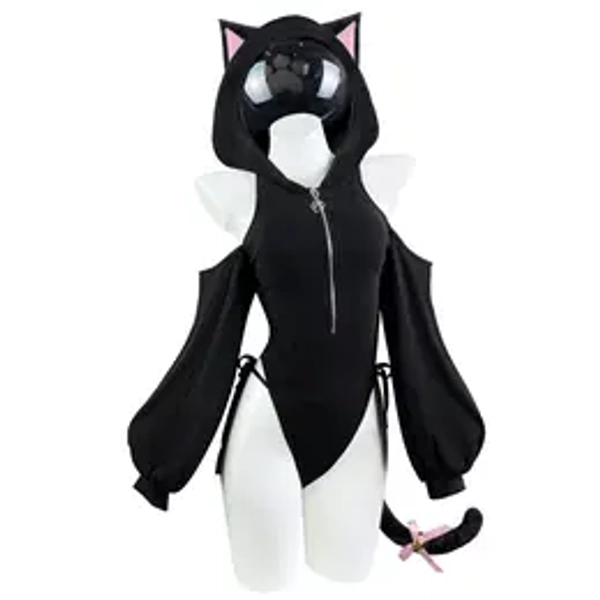 KORURACLUB Shy Neko SR05 Cat Bodysuit - Complete Set with Cat Ears & Tail for Anime Conventions Halloween All Seasons Plain Pattern