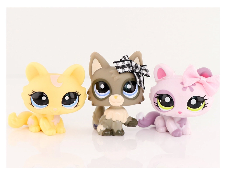 3PCS Pet Shop Toy Fiugre, Cat Wolf with Cute Accessorie Who Love LPS Kids Gift