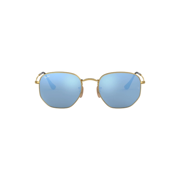 Ray-Ban Sunglasses Unisex Hexagonal Flat Lenses - Arista Gold Frame Blue Lenses 51-21