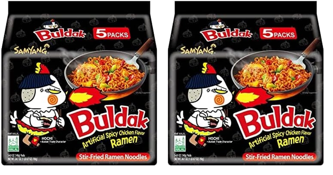 Samyang Buldak Hot Spicy Chicken Ramen Noodle Korean Stir-Fried Ramen, Original Flavor, Pack of 10
