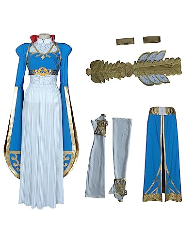 miccostumes Women's Princess Cosplay Costume Blue Outfit Wedding Dress with Accessories - Large