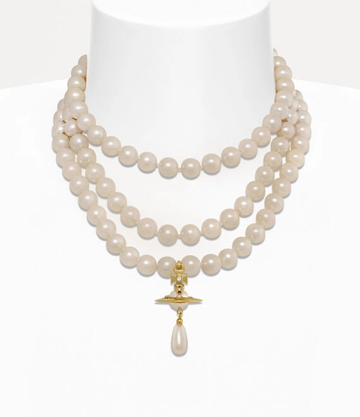 Three Row Pearl Drop Choker